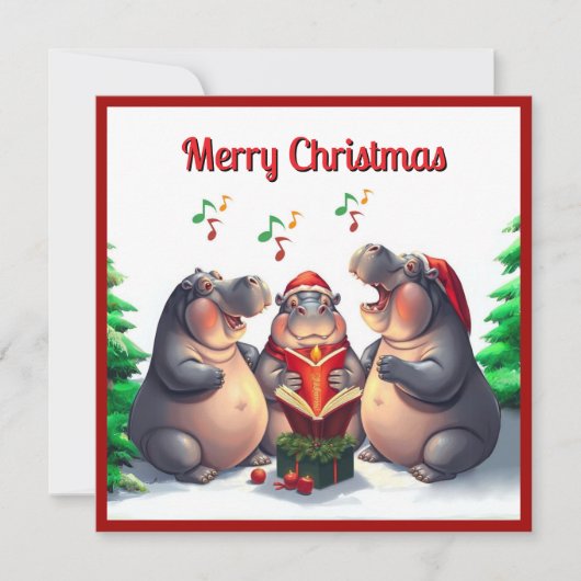 Elegante trendy waterverf dennenbomen kerstliedjes feestdagenkaart (Voorkant)