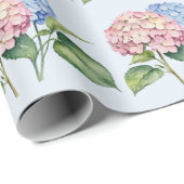 Elegante trendy Waterverf Hortensia Bloemen Cadeaupapier (Rol Hoek)