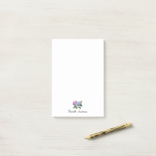 Elegante Trendy Waterverf Hydrangea Bloemstuk Post-it® Notes (Op bureau)