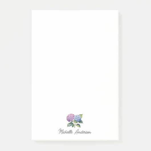 Elegante Trendy Waterverf Hydrangea Bloemstuk Post-it® Notes (Voorkant)