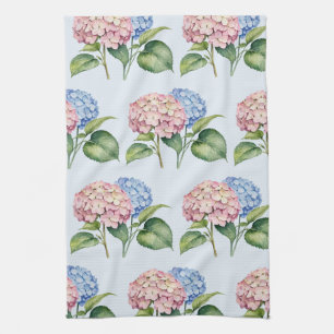Elegante trendy waterverf hydrangea bloemstuk theedoek