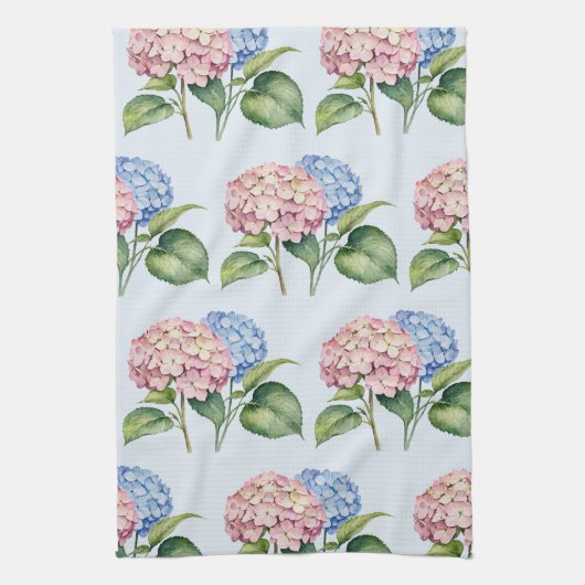 Elegante trendy waterverf hydrangea bloemstuk theedoek (Verticaal)