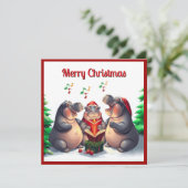 Elegante trendy Waterverf pijnbomen Karoling Feestdagenkaart (Staand voorkant)