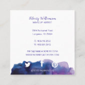 Elegante trendy Waterverf Wash Makeup Artist Vierkante Visitekaartje (Achterkant)