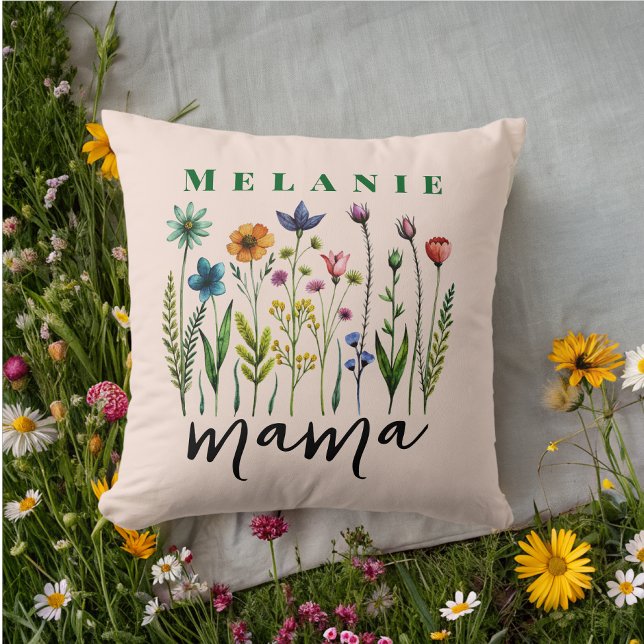 Elegante trendy Wildflower Mama Kussen (Creator heeft geüpload)