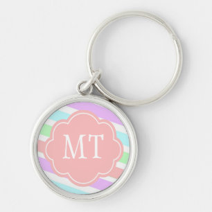 Elegante, trendy zachte pastelkleuren, monogram sleutelhanger