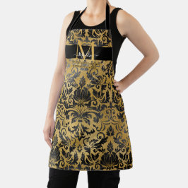 Elegante trendy zwart en gouden glam op maat Monog Schort