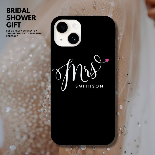Elegante Trendy Zwart-wit Kalligrafie Bride Case-Mate iPhone Case