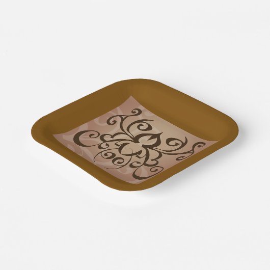 Elegante Tribal Swirl Tattoo stijl Papieren Bordje (Gebogen)