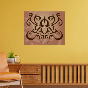 Elegante Tribal Swirl Tattoo stijl Poster