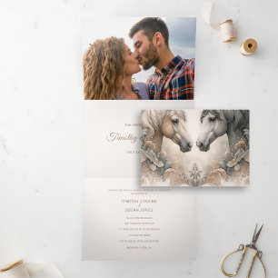 Elegante Trifold Voeg foto bruiloft uitnodiging