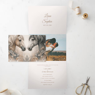 Elegante Trifold Voeg foto bruiloft uitnodiging