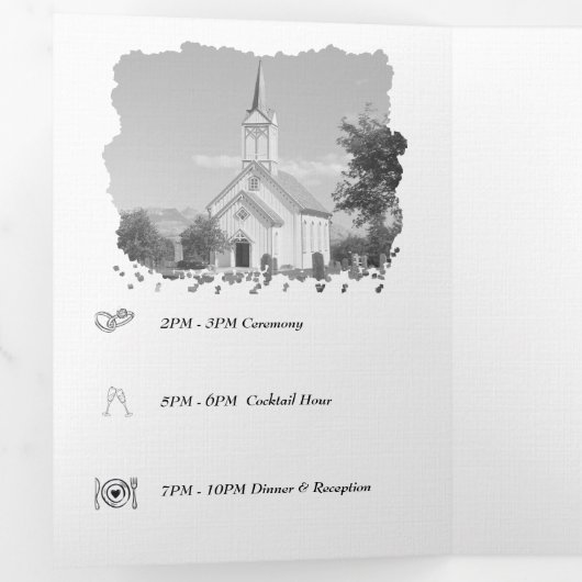 Elegante Trifold Wedding Invitation Sjabloon (Binnenzijde eerst)