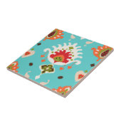 Elegante trillende turkooise stammenikatdruk tegeltje (Zijkant)