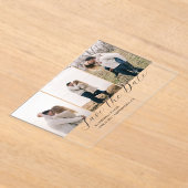 Elegante Trio | Multi Foto Bewaar de datum Acryl Uitnodigingen (Laagn)