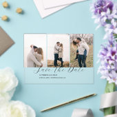 Elegante Trio | Multi Foto Bewaar de datum Acryl Uitnodigingen (Insitu (Huwelijk))
