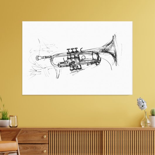 Elegante trompetschets - canvas afdruk (Insitu (Woonkamer))