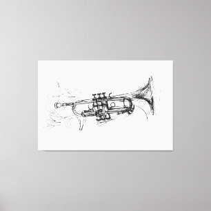 Elegante trompetschets - canvas afdruk
