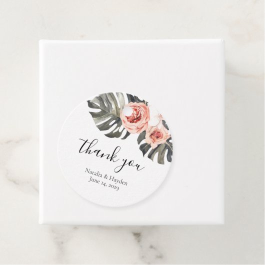 Elegante tropen bloemenbruiloft gunst Label (In situ)