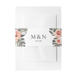 Elegante tropen bruiloft buik band uitnodigingen wikkel