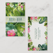 Elegante Tropen Groene Bladeren Bloemrijk Waterver Visitekaartje (Voorkant / Achterkant)