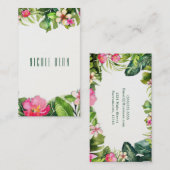 Elegante Tropen Groene Bladeren Bloemrijke Waterve Visitekaartje (Voorkant / Achterkant)
