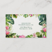 Elegante Tropen Groene Bladeren Bloemrijke Waterve Visitekaartje (Achterkant)
