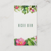 Elegante Tropen Groene Bladeren Bloemrijke Waterve Visitekaartje (Voorkant)