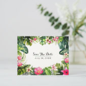 Elegante Tropen Groene Bladeren Bloemstuk Save the Aankondigingskaart (Staand voorkant)