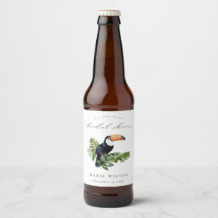 Elegante Tropisch Regenwoud Toekan Bruidsdouche Bier Etiket