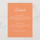 Elegante Tropisch Sinaasappel Wedding Details Informatiekaartje (Voorkant)