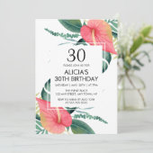 Elegante Tropische Anthurium & Monstera Verjaardag Kaart (Staand voorkant)