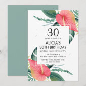 Elegante Tropische Anthurium & Monstera Verjaardag Kaart (Voorkant / Achterkant)