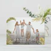 Elegante Tropische Aquarel Foto Kerstmis Feestdagenkaart (Staand voorkant)