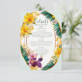 Elegante Tropische Bestemming Bruiloft Details RSVP Kaartje (Staand voorkant)