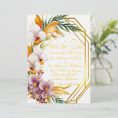 Elegante Tropische Bestemming Bruiloft Save the Da Kaart (Staand voorkant)