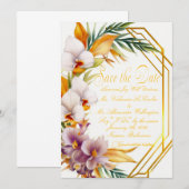 Elegante Tropische Bestemming Bruiloft Save the Da Kaart (Voorkant / Achterkant)