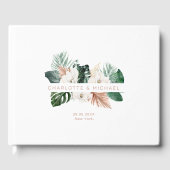 Elegante, tropische, bladbruiloft gastenboek (Voorkant)