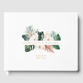 Elegante, tropische, bladbruiloft gastenboek (Voorkant)