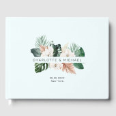 Elegante, tropische, bladbruiloft gastenboek (Voorkant)