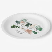 Elegante, tropische, bladbruiloft papieren bordje (Gekanteld)