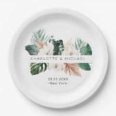 Elegante, tropische, bladbruiloft papieren bordje (Voorkant)