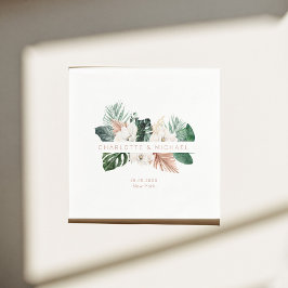 Elegante, tropische, bladbruiloft servet