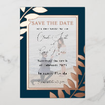 Elegante Tropische Bladeren Foto Save The Date Ech