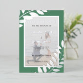 Elegante Tropische Bladeren Foto Save The Date Ech Folie Uitnodiging (Staand Voorkant)