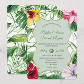 Elegante tropische bloei Hibiscus gouden bruiloft Kaart (Voorkant / Achterkant)