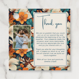 Elegante Tropische Bloem Bloemen Huwelijksfoto Bedankjes Labels