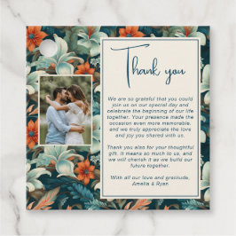 Elegante Tropische Bloem Bloemen Huwelijksfoto Bedankjes Labels