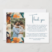 Elegante Tropische Bloem Bloemen Huwelijksfoto Bedankkaart (Voorkant)