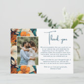 Elegante Tropische Bloem Bloemen Huwelijksfoto Bedankkaart (Staand voorkant)